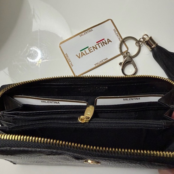 Valentina Textured Black Clutch with Tassel - Picture 2 of 4